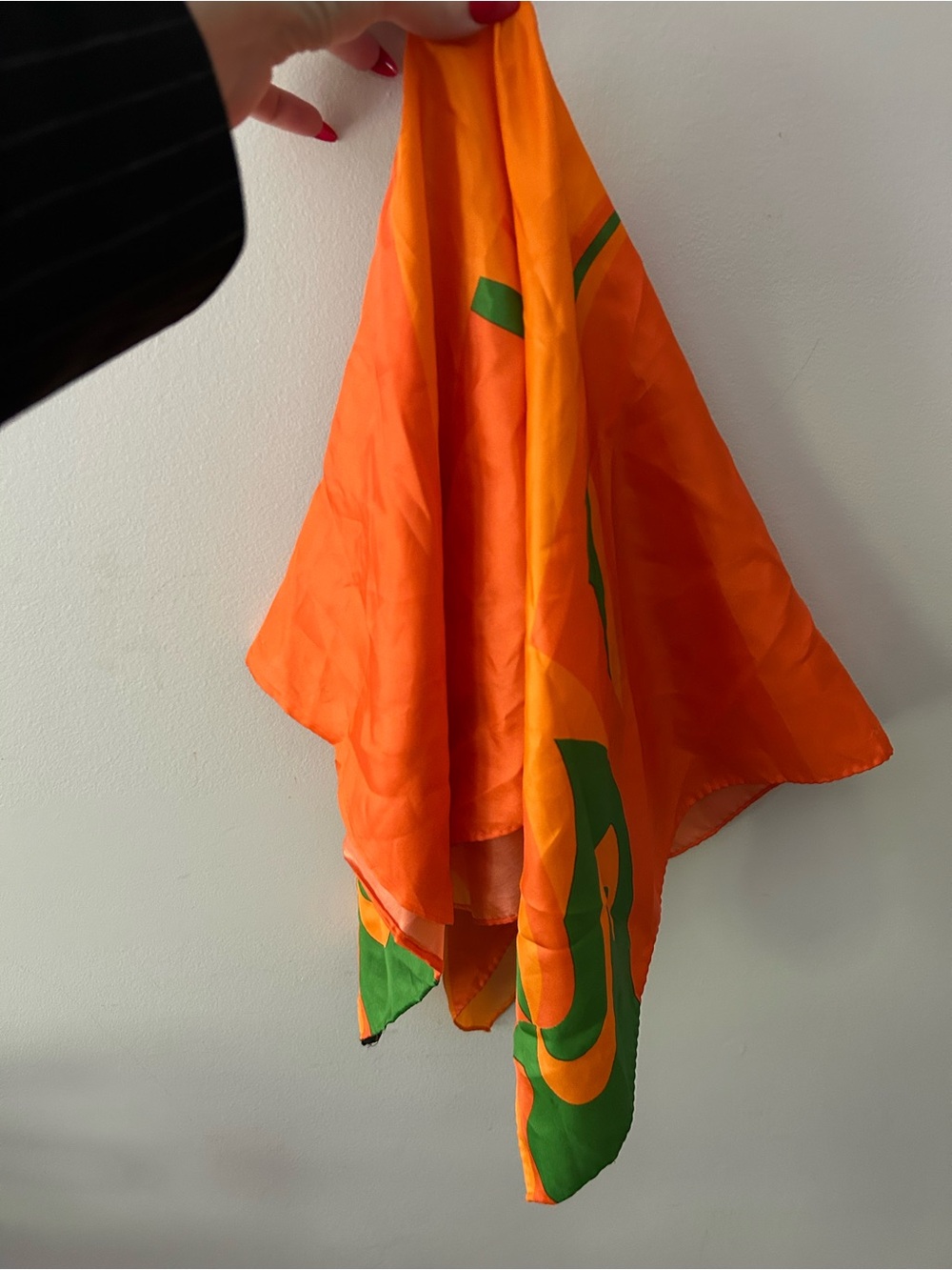 70s Vibrant Orange & Green Scarf